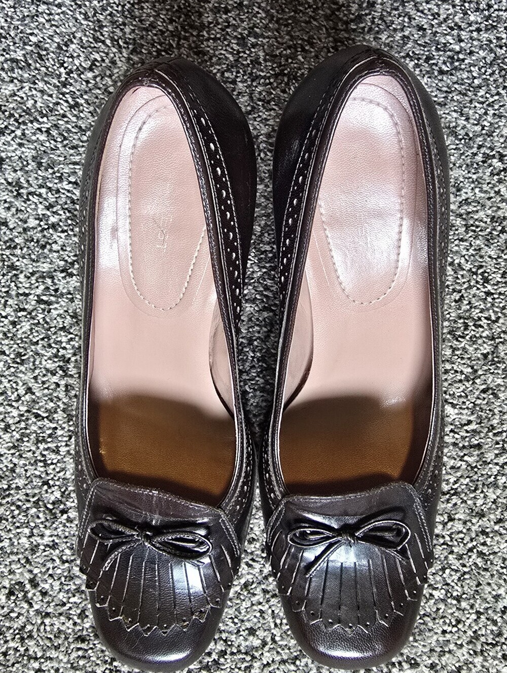 VTG Nine West Oksana Brown Leather Kiltie Brogue Pumps Heeled Loafers Size 8.5 - Picture 3 of 10